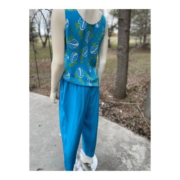 Alfred Sung Vintage 90s 100% Silk 3 Piece Dress Suit Turquoise Green Abstract - Picture 5 of 16